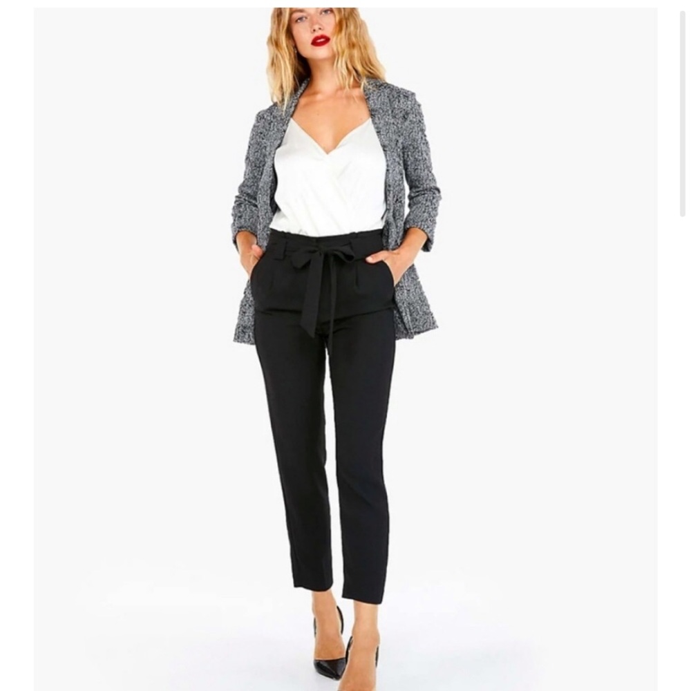Express Black High Rise Ankle Paperbag Pants Size 4R